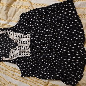 Market & Spruce Black/White Print Sleeveless Top Crochet Boho Tank XL Stitch Fix